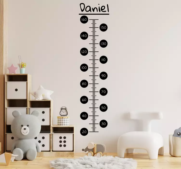 Sort minimalistisk højdemåler wallsticker - TenStickers