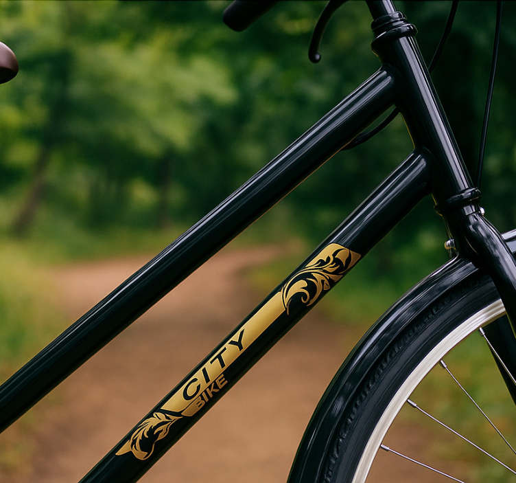 Klistermærke til cykel med sort og guld ramme - TenStickers