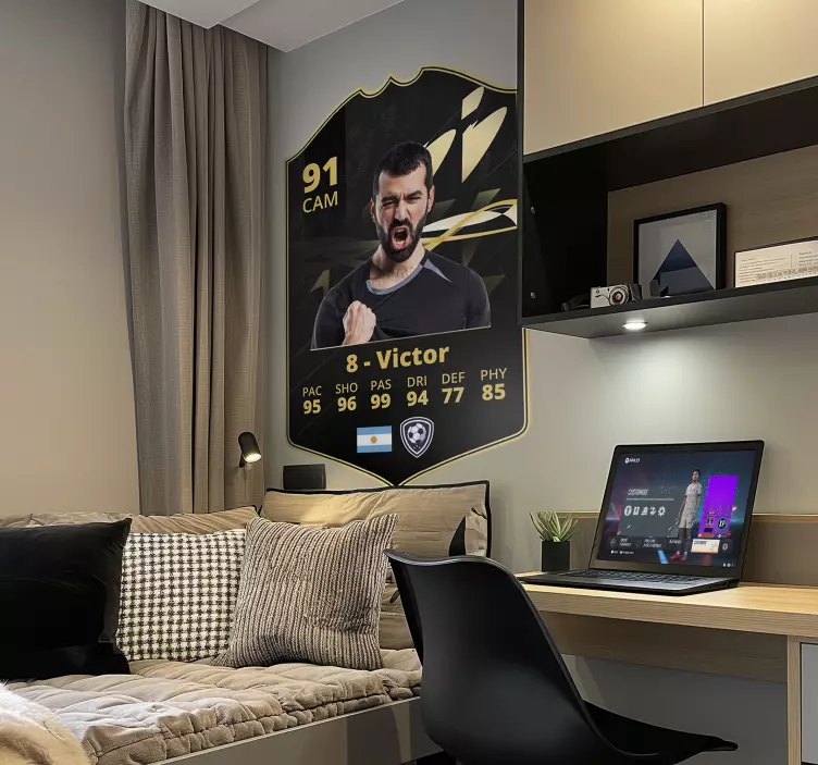 Sort og guld kort fodbold wallsticker - TenStickers