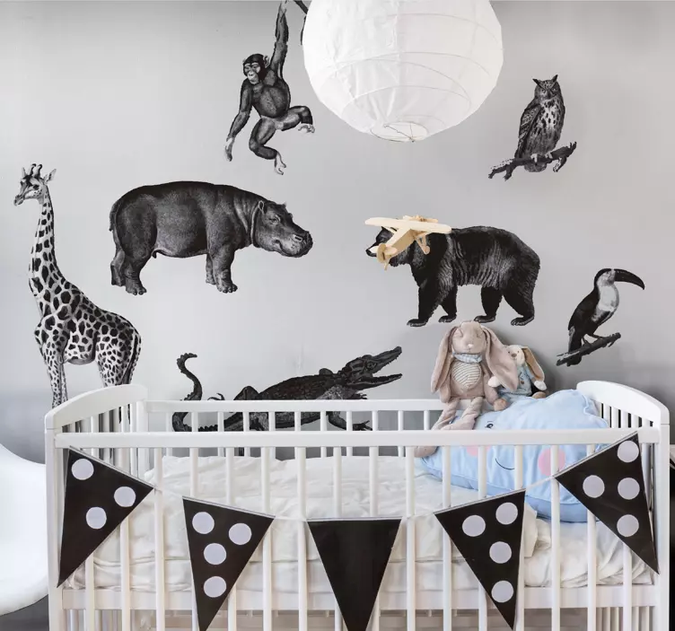 Sort og hvid jungle vilde dyr mærkat - TenStickers