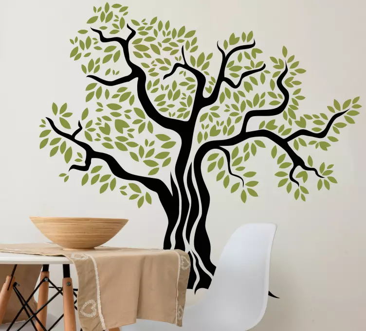 Sort oliventræ med grønne blade klistermærker - TenStickers