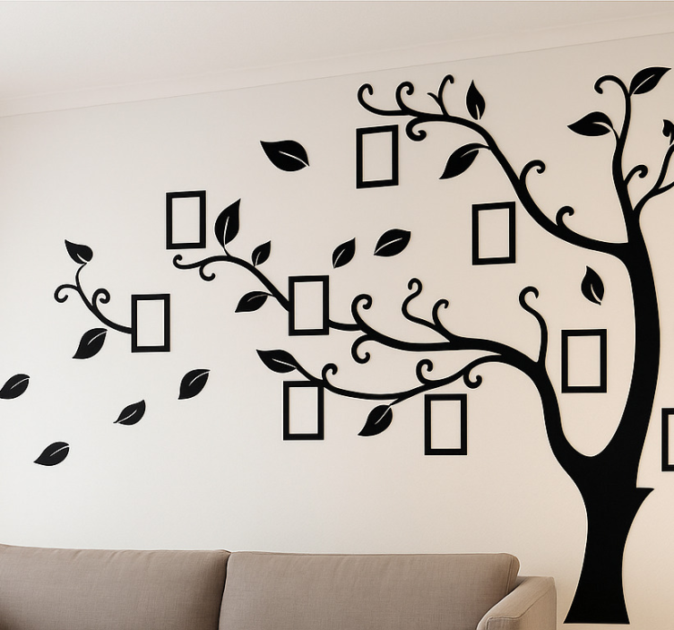 Sort stamtræ stue wallsticker - TenStickers