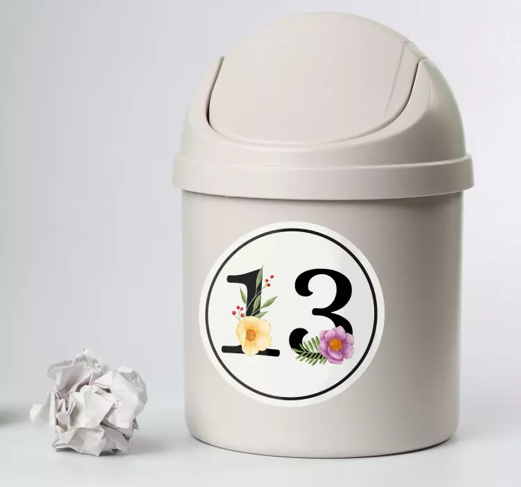 Sorte numre med blomster container klistermærke - TenStickers