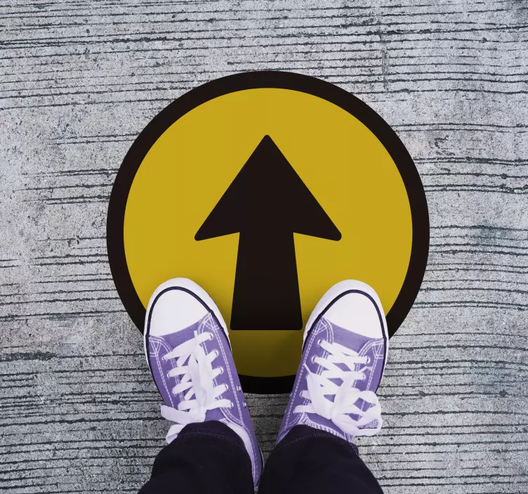 Sort og gul pil gulvklistermærke - TenStickers