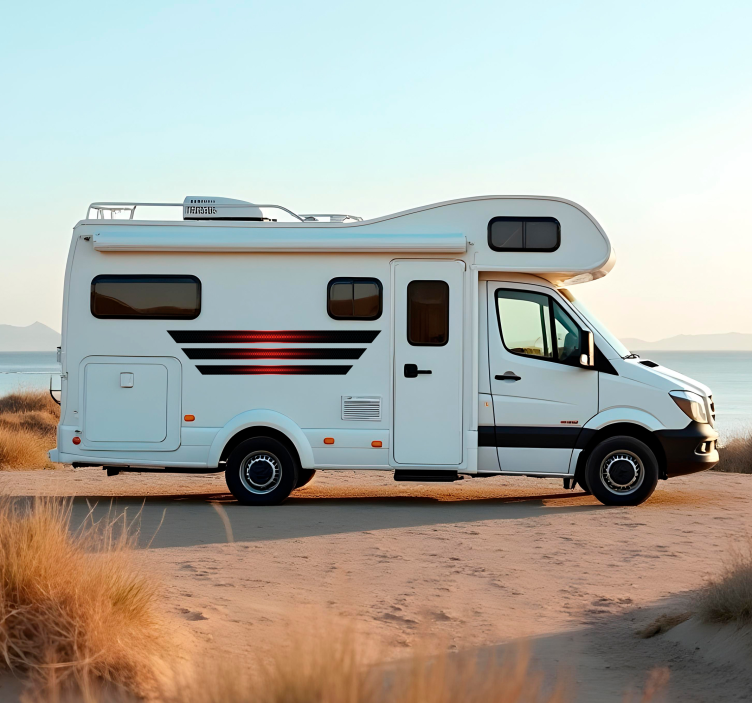 Sorte og røde striber klistermærke til campingvogn - TenStickers