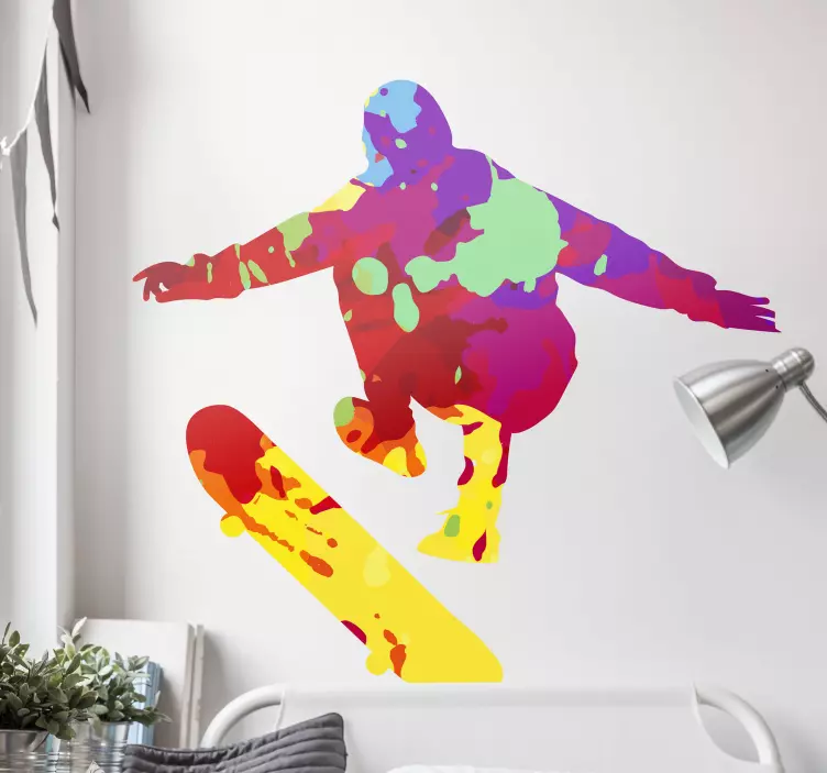 Stænk farve farverige skater wall art decal - TenStickers