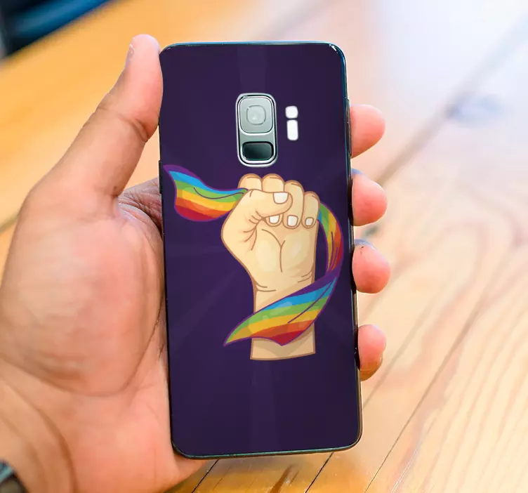 Stærk knytnæve og lgbt flag samsung klistermærke - TenStickers