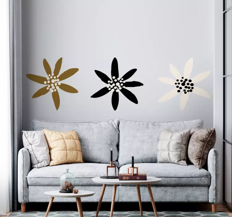 Abstrakte stilfulde blomster stue wallsticker - TenStickers