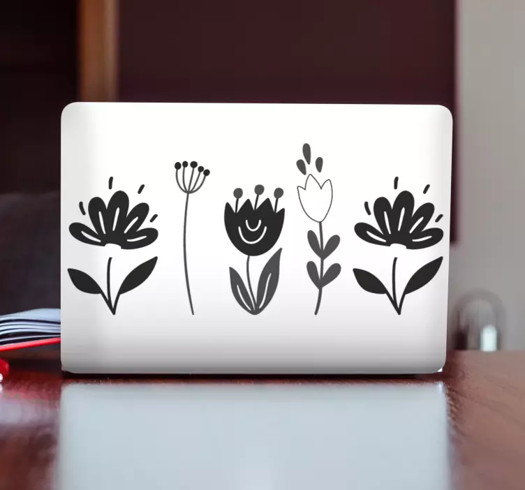 Stiliseret blomsterarrangement Laptop klistermærke - TenStickers