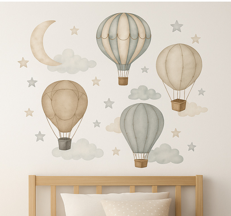 Beige stjerneballoner wallsticker dyr - TenStickers