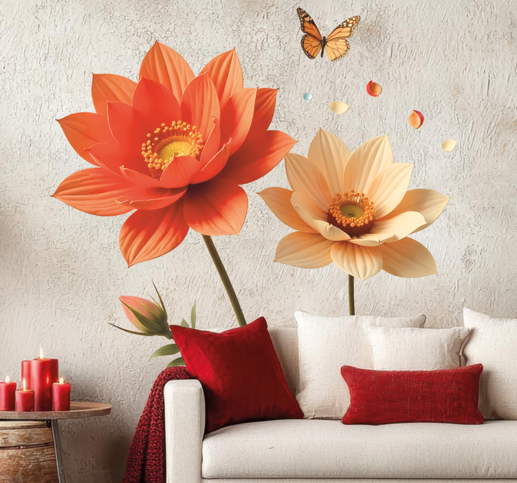 Store blomster wallsticker dyr - TenStickers