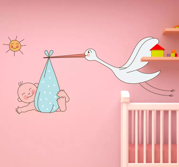 Stork med baby-sticker - TenStickers