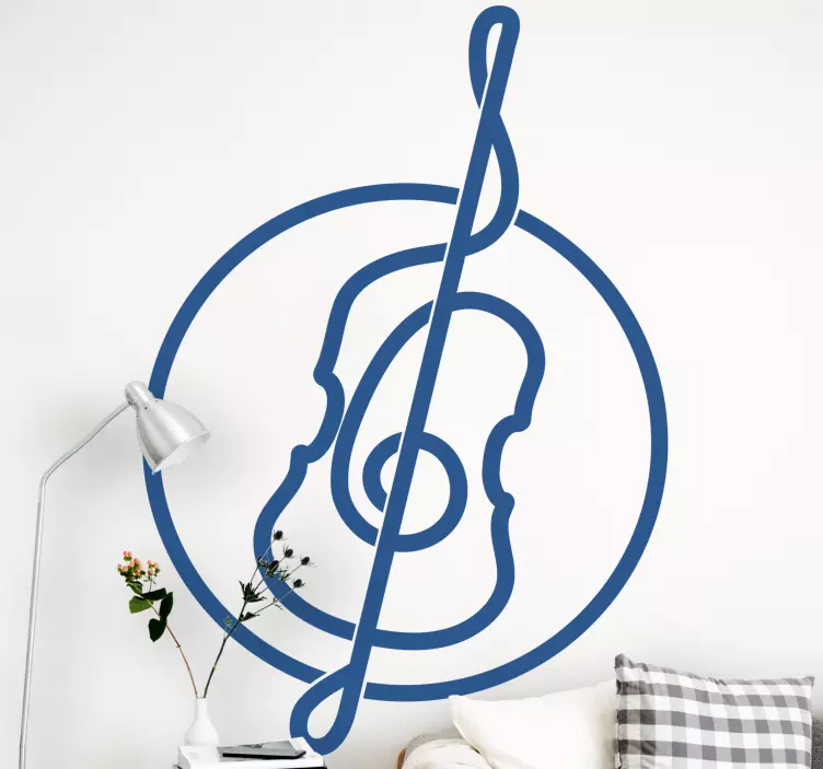 Stregtegning cello design klassisk musik klistermærker - TenStickers