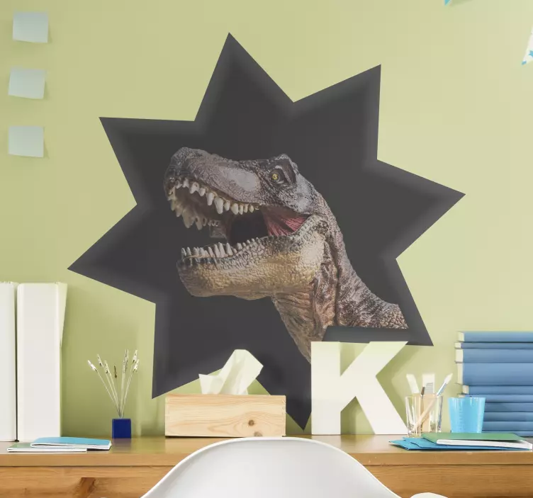 T-rex i dinosaur-vægmærkat med 3d-effekt - TenStickers