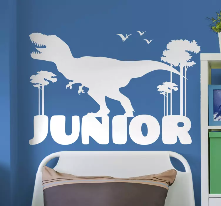 T-rex personligt navn dinosaur wall sticker - TenStickers
