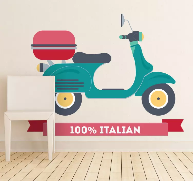 Teal vespa scooter klistermærke - TenStickers