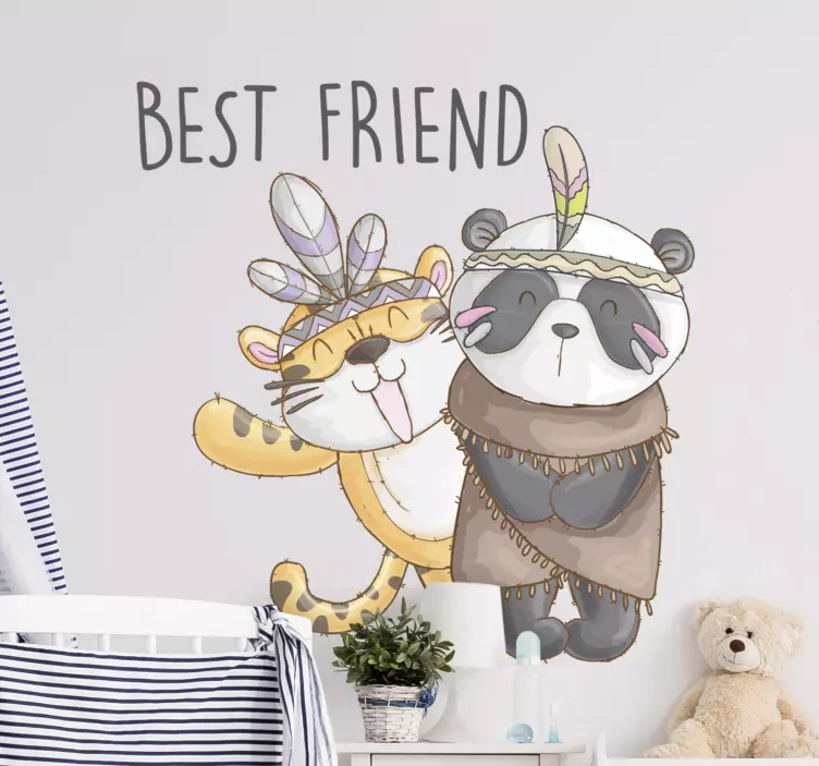 Tegneserie panda & tiger illustration deca - TenStickers