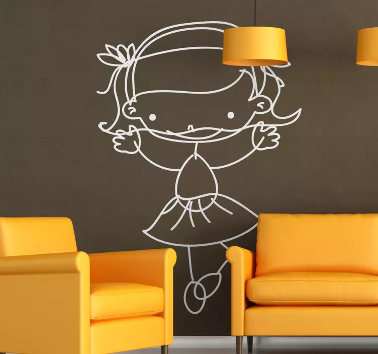 Tegning pige der danser - TenStickers