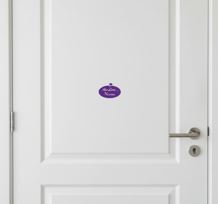 Tilpasses klistermærke her bor for dør - TenStickers