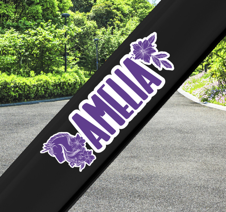 Enhjørning med navn klistermærke til cykel - TenStickers