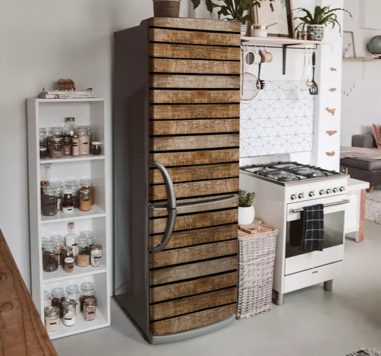 Træ paller køleskab klistermærke - TenStickers