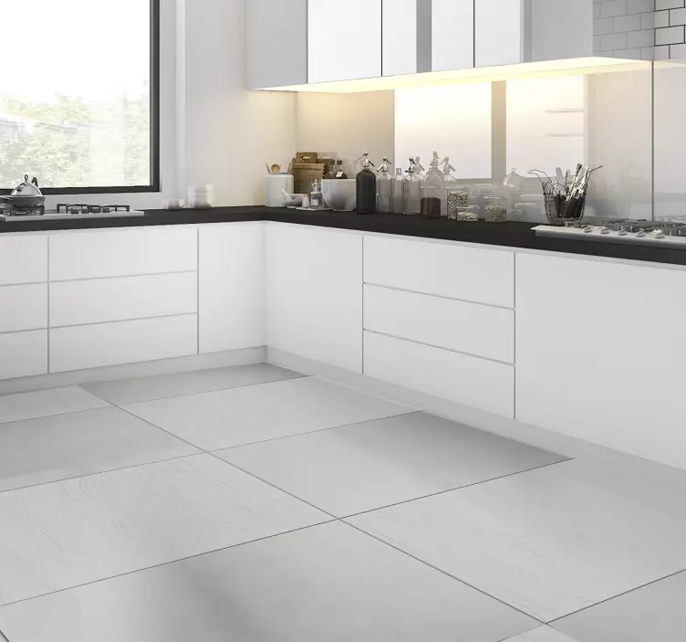 Trægrå plader gulvklistermærke - TenStickers