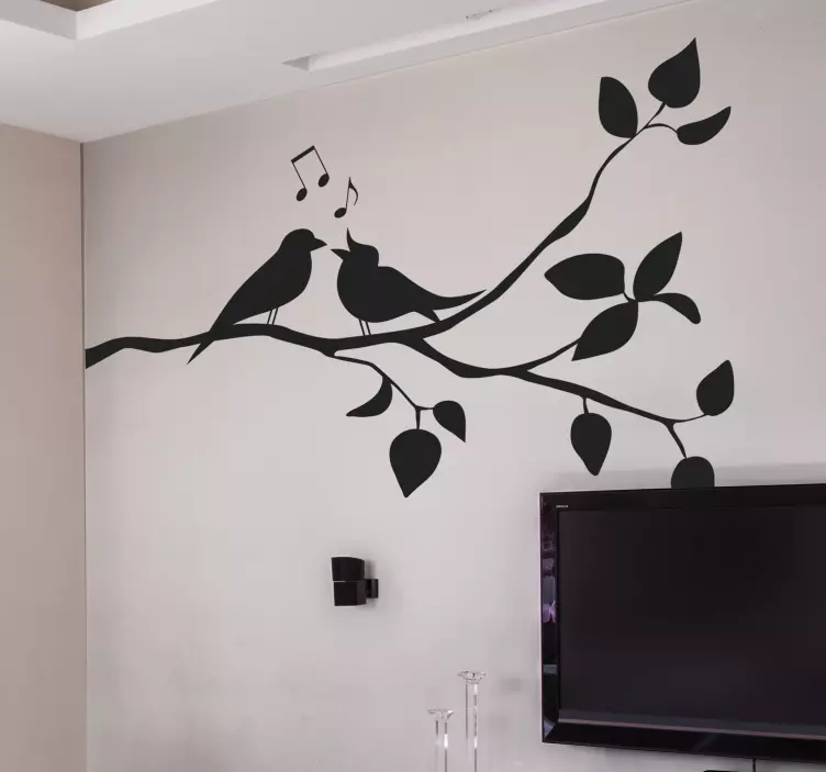 Træ gren med fugle væg klistermærke - TenStickers