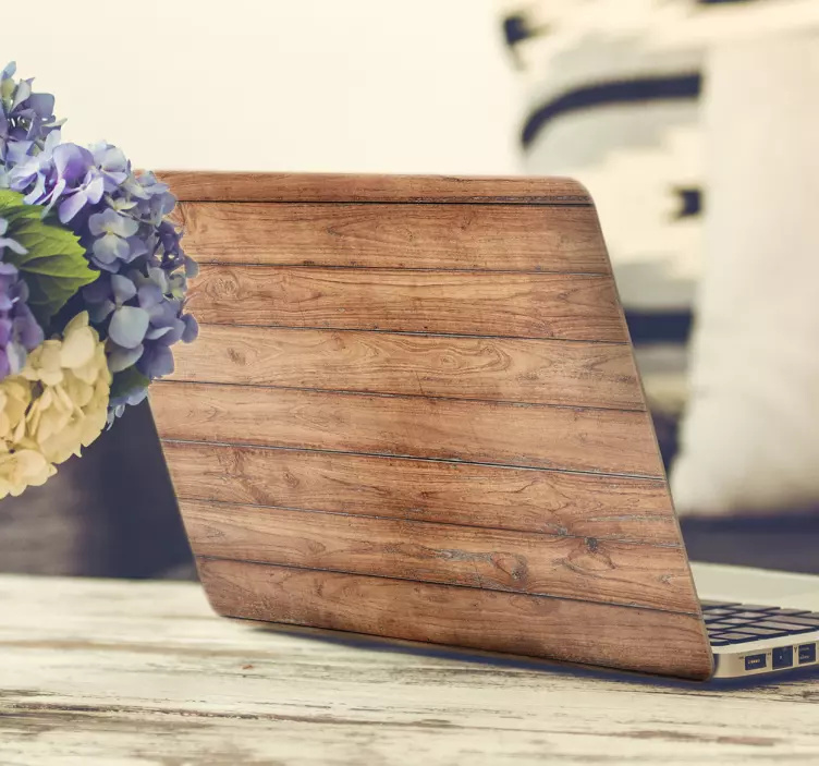 Træplanker laptop klistermærke - TenStickers