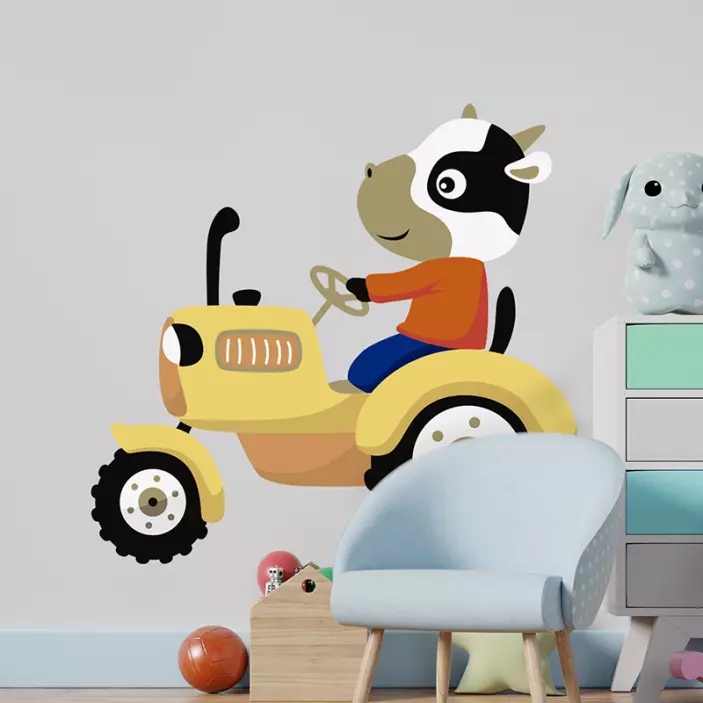 Traktor illustration mærkat - TenStickers