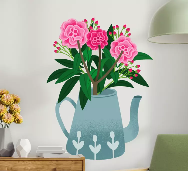 Tre roser i en spand blomstermærkat - TenStickers