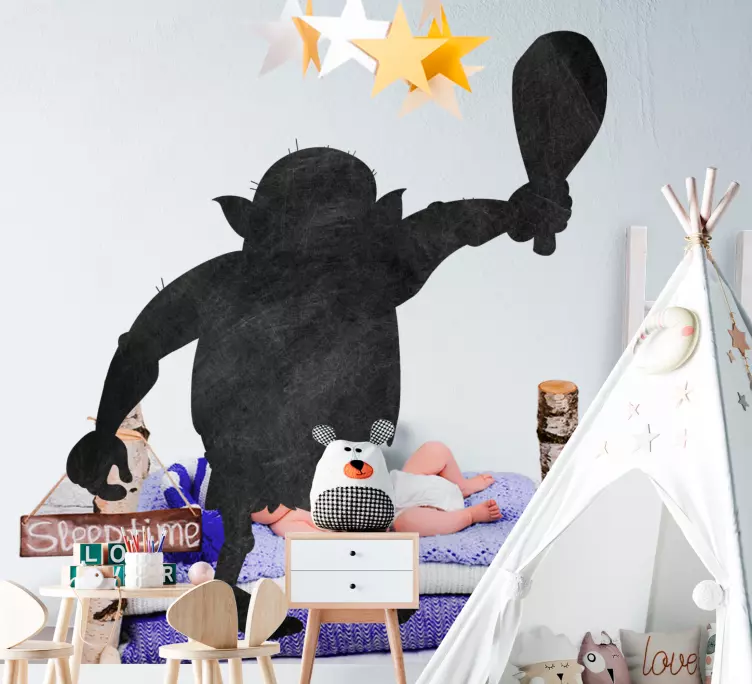 Trold silhuet sød tegning skriv på klistermærke - TenStickers