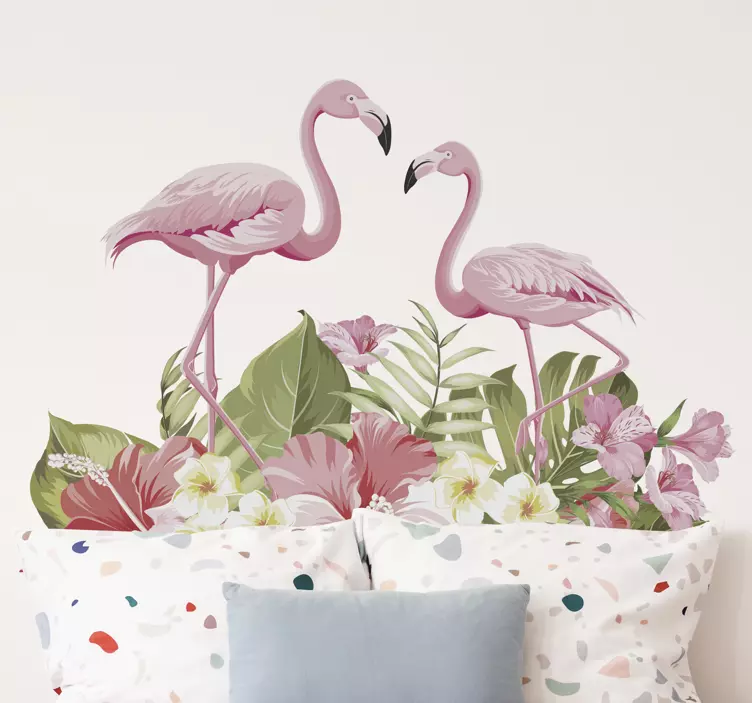 Tropisk blomst flamingo wallsticker - TenStickers