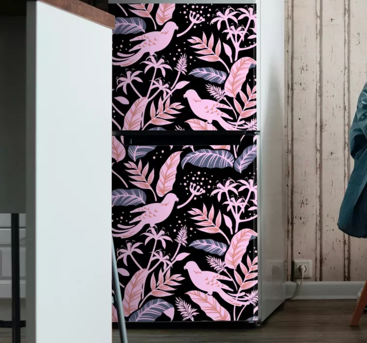 Tropisk fuglekoncept køleskab klistermærke - TenStickers