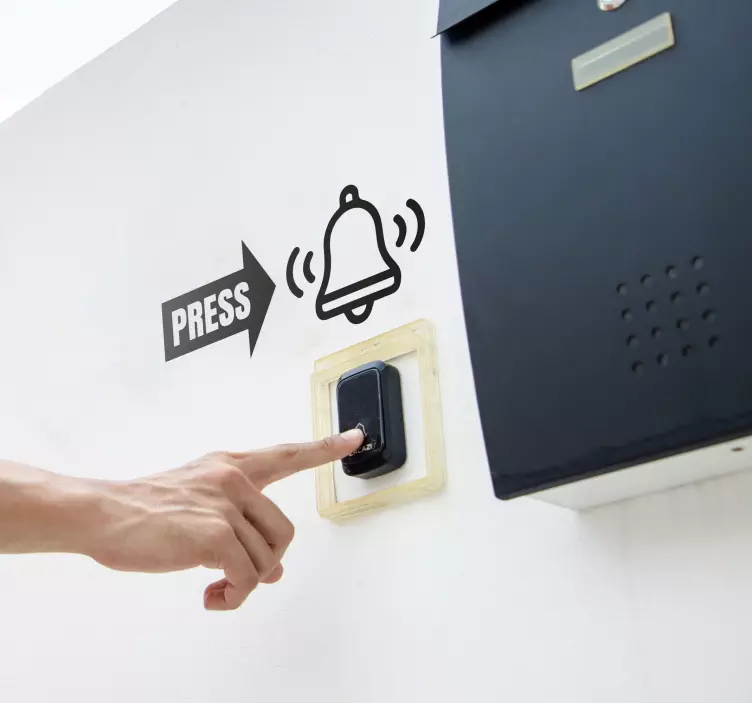 Tryk på dørklokken skilt wallsticker - TenStickers