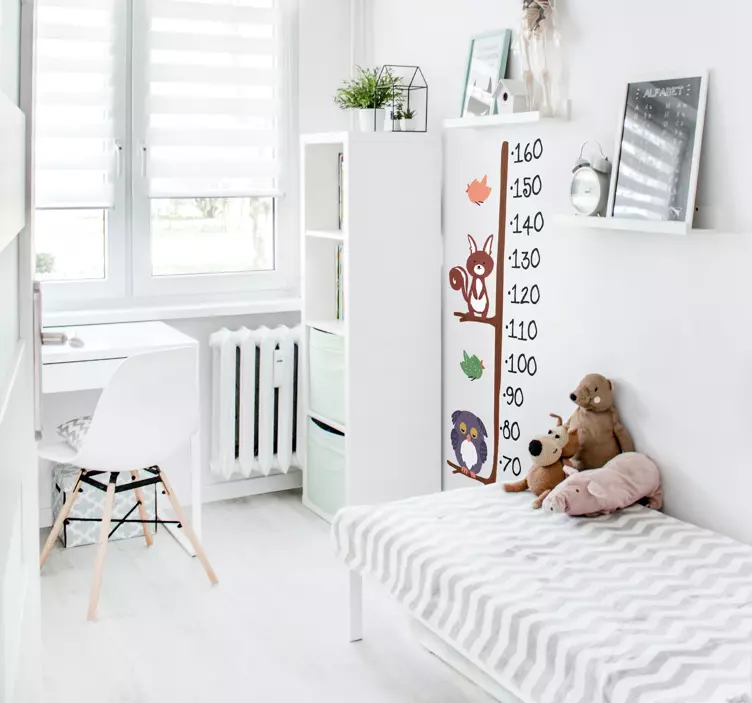 Ugle og kanin højdekort højdemåler wallsticker - TenStickers