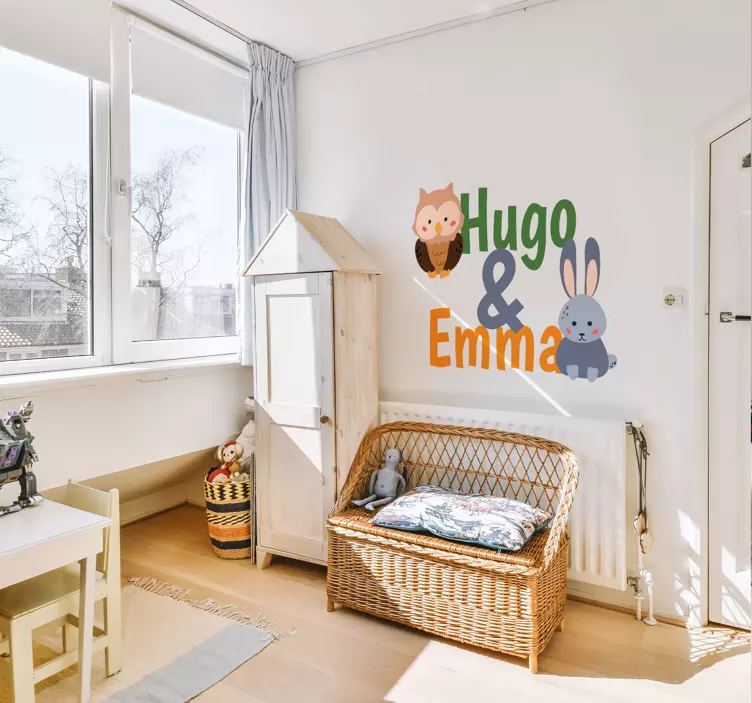 Ugle og kanin søskende Vilde dyr klistermærke - TenStickers