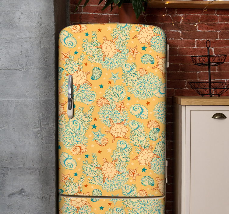 Undervands liv bløde farver køleskab klistermærke - TenStickers