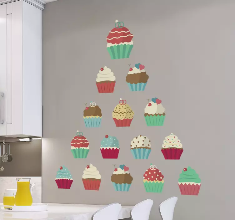 Cupcake pyramide væg klistermærke - TenStickers