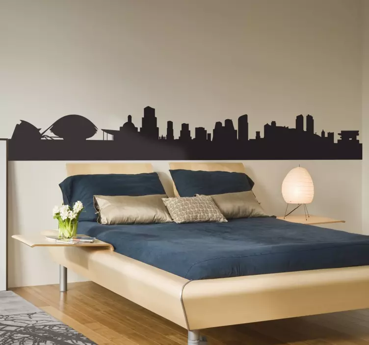Valencia skyline silhuet klistermærke - TenStickers