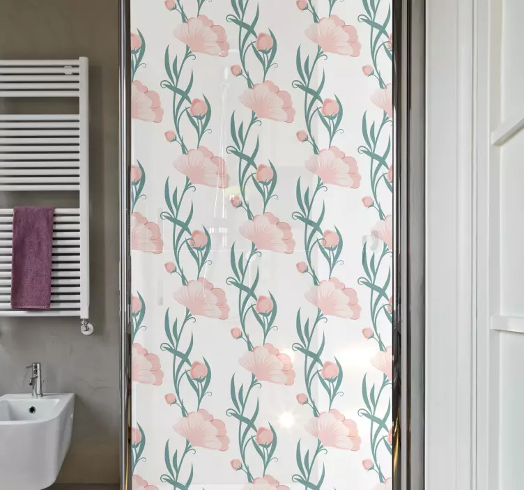 Valmue blomst brusebad skærm klistermærke - TenStickers