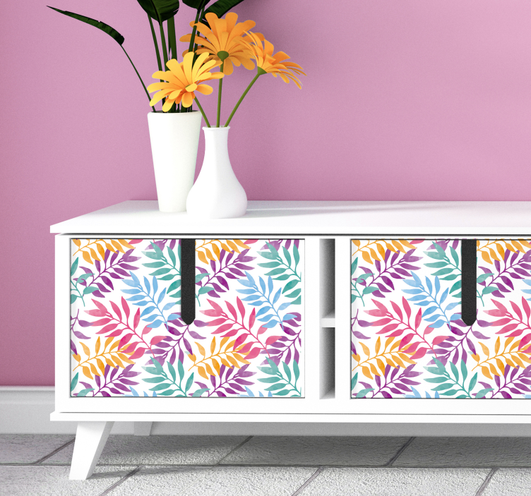 Vandfarvede blade vinyl tapet - TenStickers