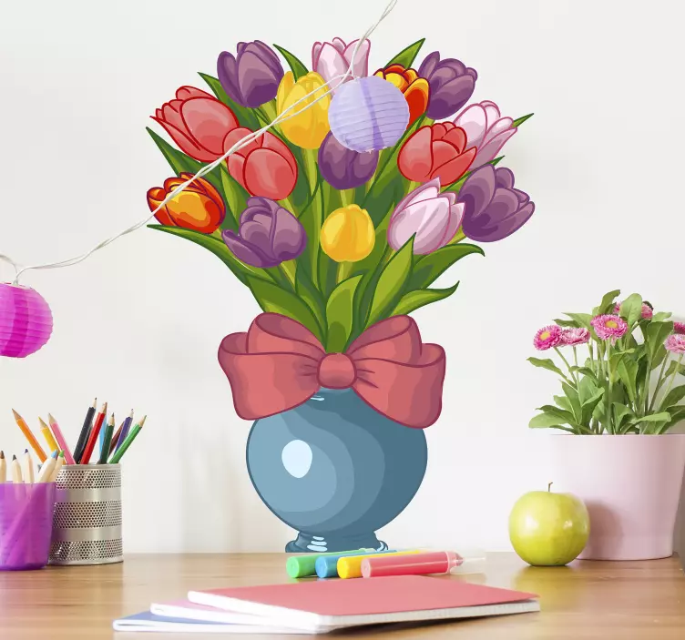 Vase med blomster wallsticker dyr - TenStickers
