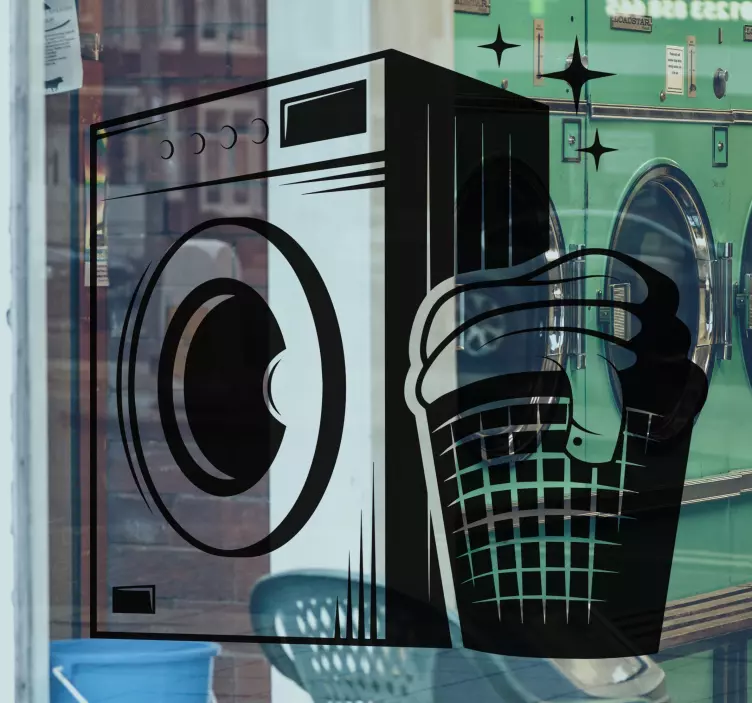 Vaskerum vintage stil butiksvindue klistermærke - TenStickers