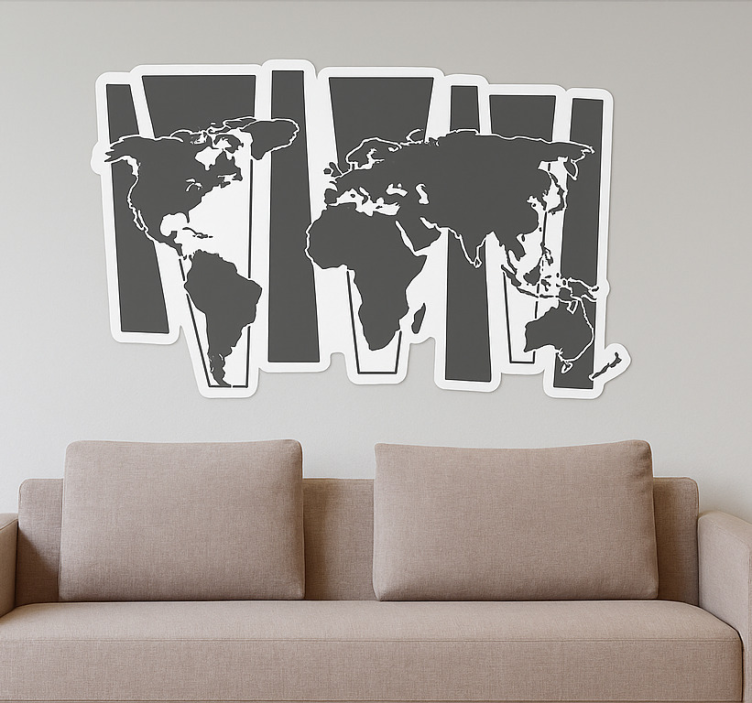 Verdenskort i rammer stue wallsticker - TenStickers