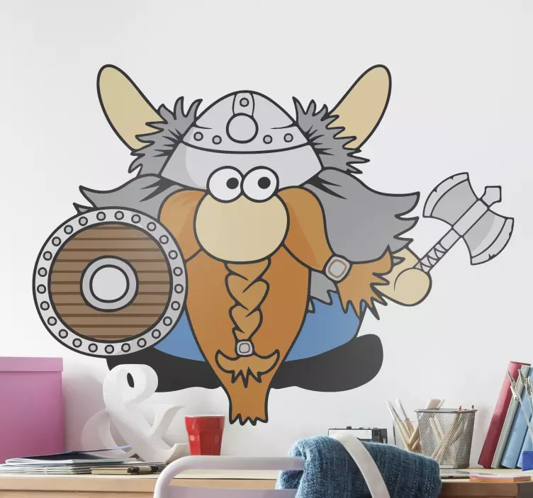 Viking med skjold og økse wallsticker - TenStickers