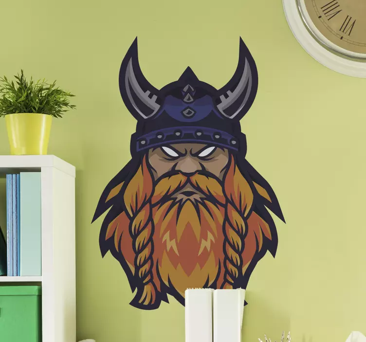 Viking, tegneseriehoved, hos, hjelm, karakter, sticker - TenStickers