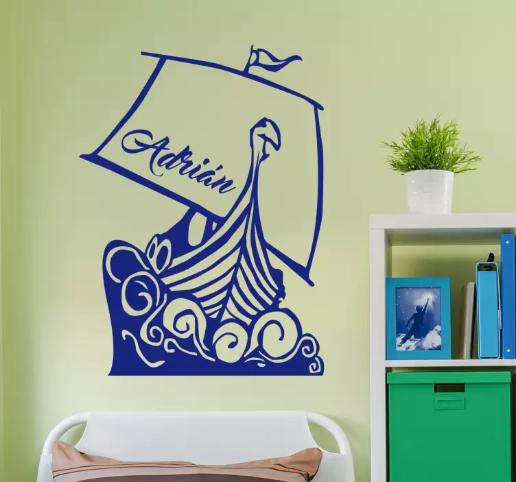 Vikingebåd personlig wallsticker - TenStickers