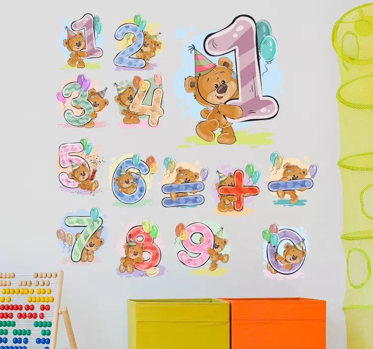 Vinilo infantil números osos - TenStickers