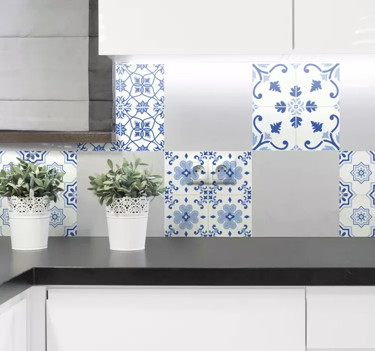 Vintage blå flise klistermærke - TenStickers