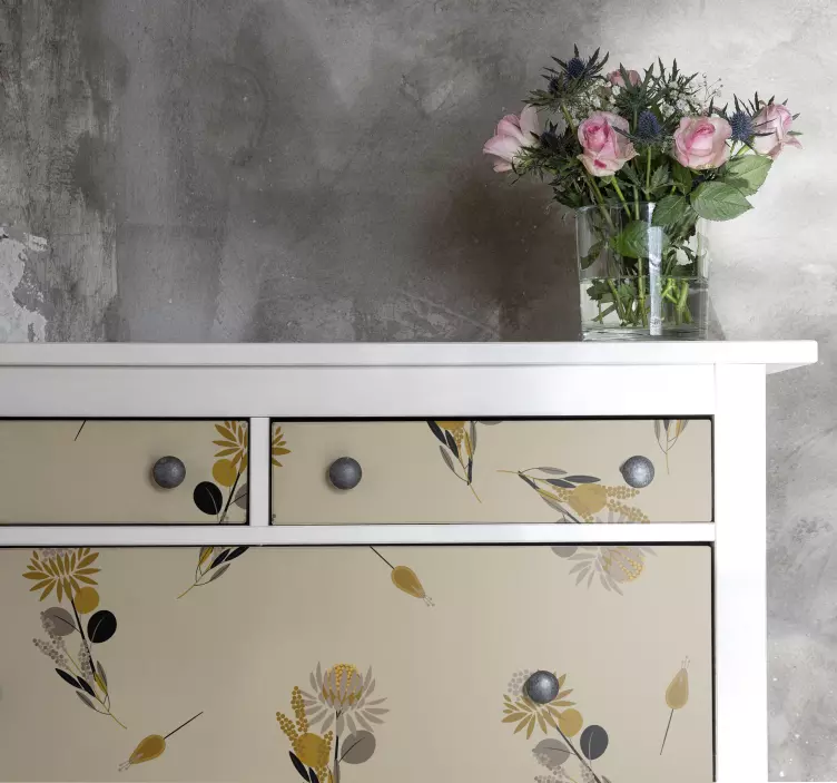 Vintage blomster møbler mærkat - TenStickers